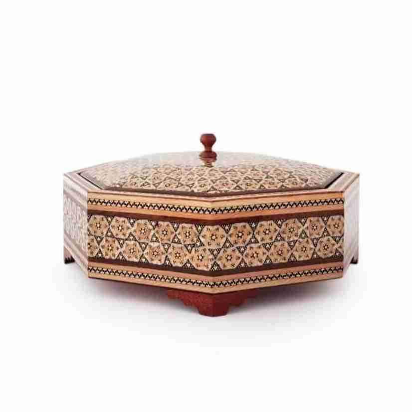 شکلات خوری خاتم کاری چوبی 8 گوش
