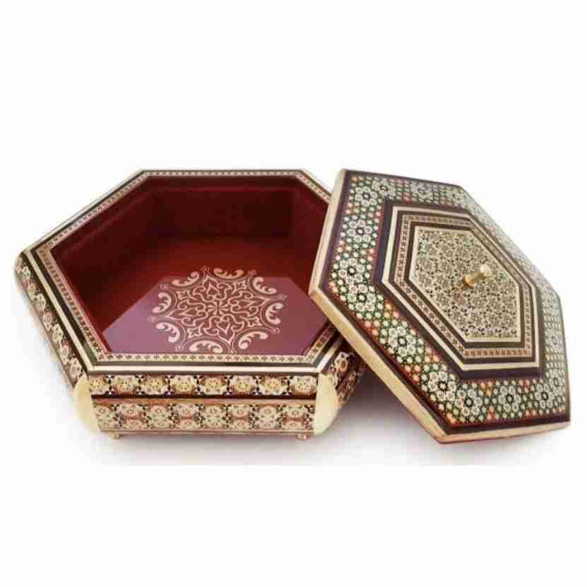 شکلات خوری خاتم کاری چوبی 6گوش
